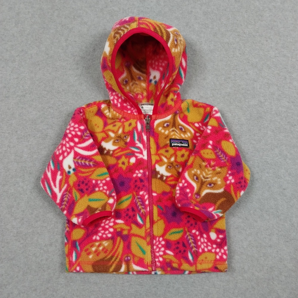 Vintage Patagonia Jacket 6 Months Foxes Animals Hooded Fleece Hoodie Full ZIp